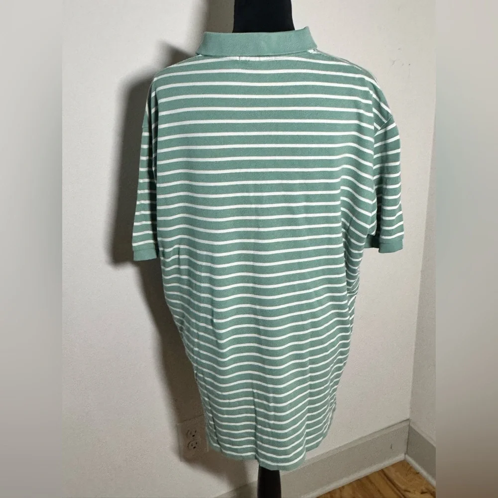 Polo by Ralph Lauren Mint Green and White‎ Striped pique Polo Sz XL